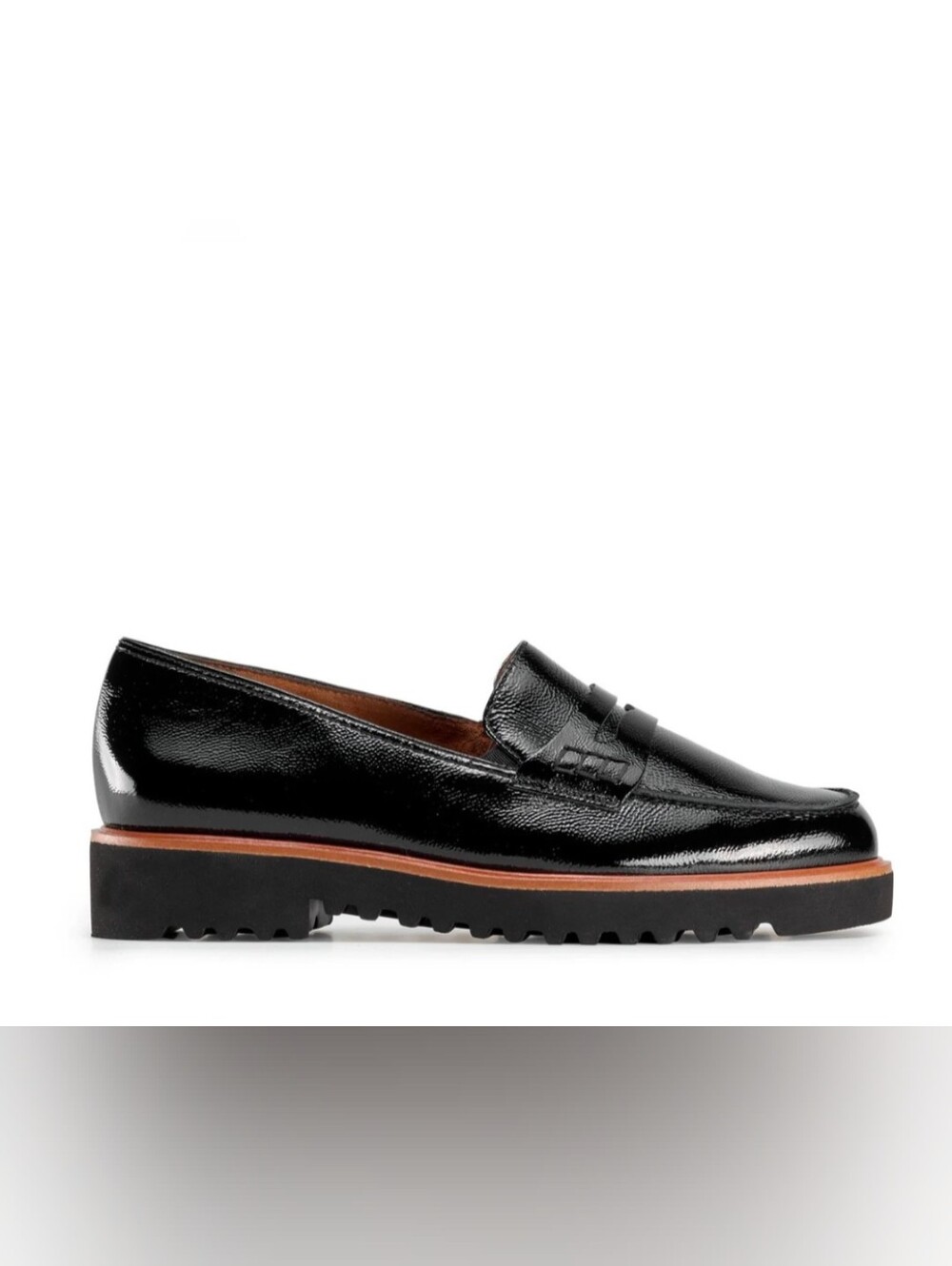 Paul Green Black Patent Leather Carmel Loafers Size 6.5